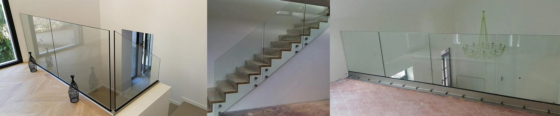 Différents garde-corps en verre